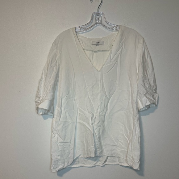tibi viscose twill V Neck top Sz 8 Classic Minimalist Quite Luxury - Picture 3 of 6